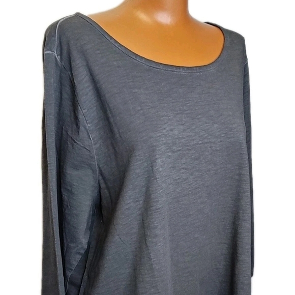 Soft Surroundings Eyelet Asymmetrical Hem Tunic Top Woman 1X Charcoal Gray Artsy - Picture 4 of 9